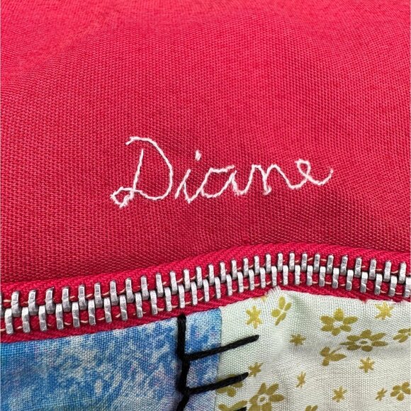 Vintage Throw Pillow Handmade Patchwork Decorative Folk Art Cushion 1950s - Picture 3 of 10